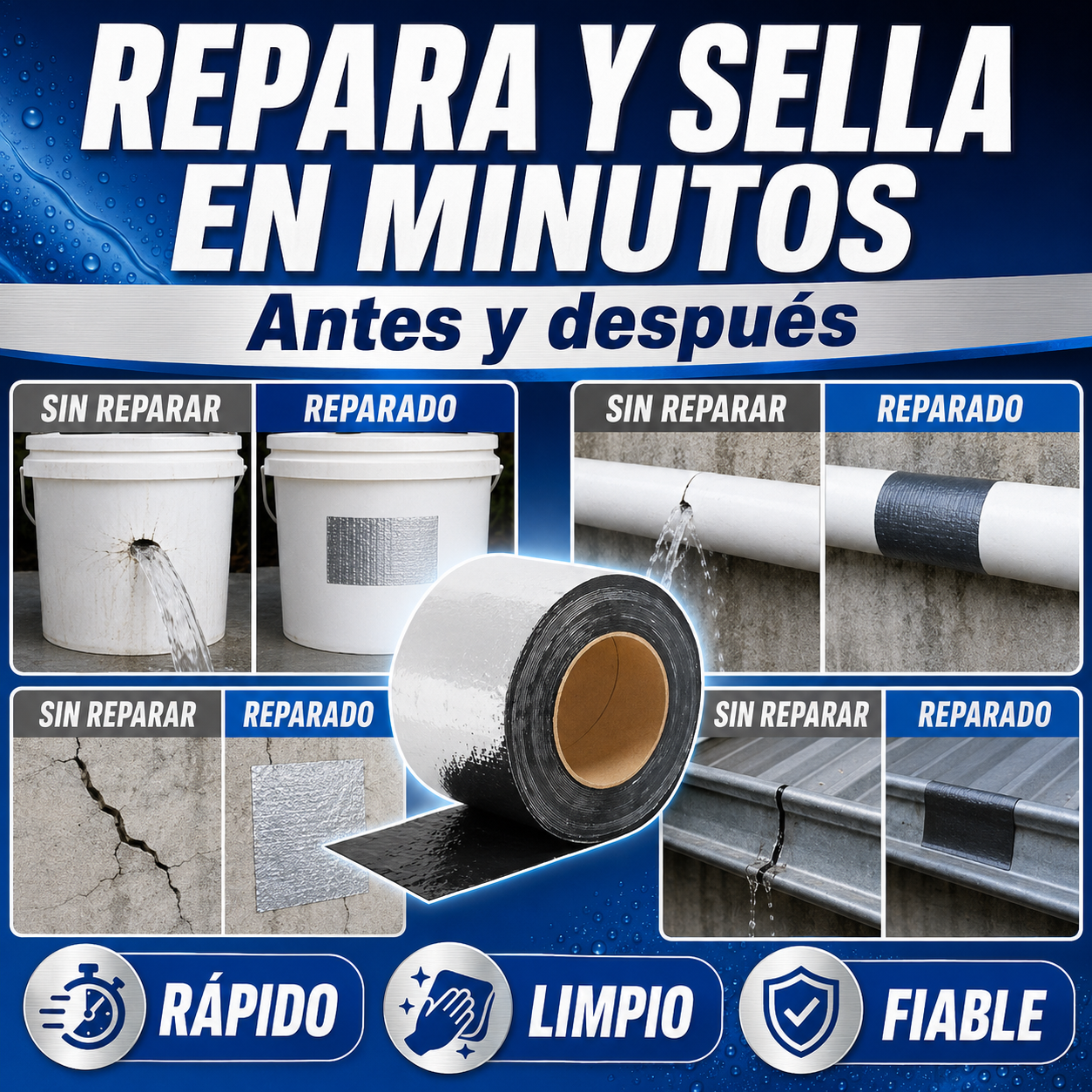 🔥 LIQUIDACIÓN DE STOCK: Cinta Asfáltica Impermeable  10cm x 5m