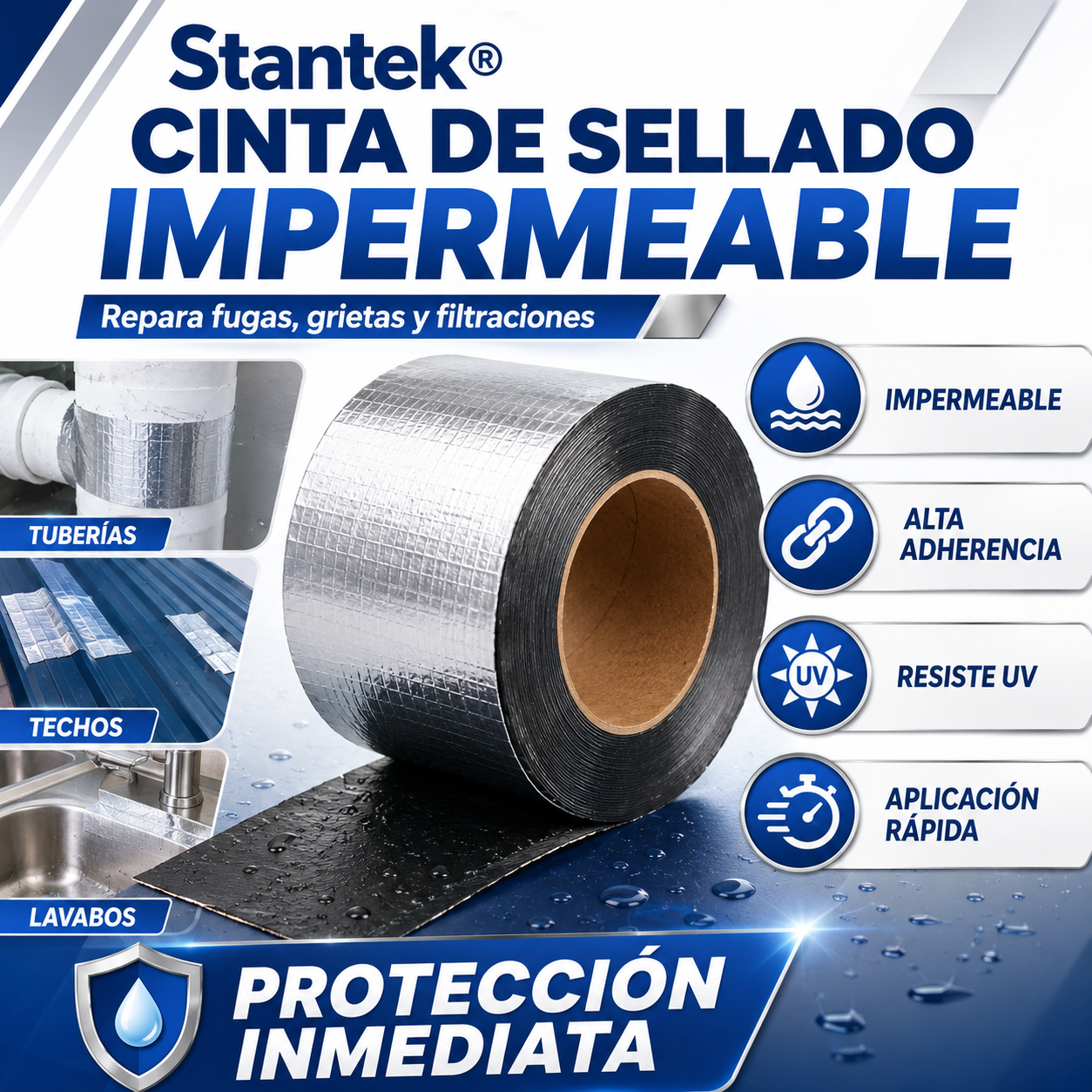 🔥 LIQUIDACIÓN DE STOCK: Cinta Asfáltica Impermeable  10cm x 5m