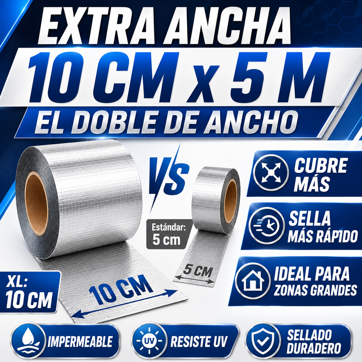 🔥 LIQUIDACIÓN DE STOCK: Cinta Asfáltica Impermeable  10cm x 5m